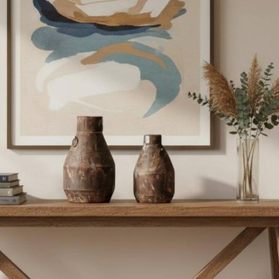 Wabi-Sabi Aesthetic Vase Vintage Look Rustic Wooden Vase Handmade