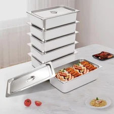 6 Pack Deep Stainless Hotel Steel Steam Table Pans Hotel Food Prep Pan Full-size