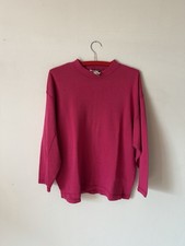 Vintage 80s 90s Pink Sweater / Sweatshirt Medium Cotton Blend Mock Neck Boxy