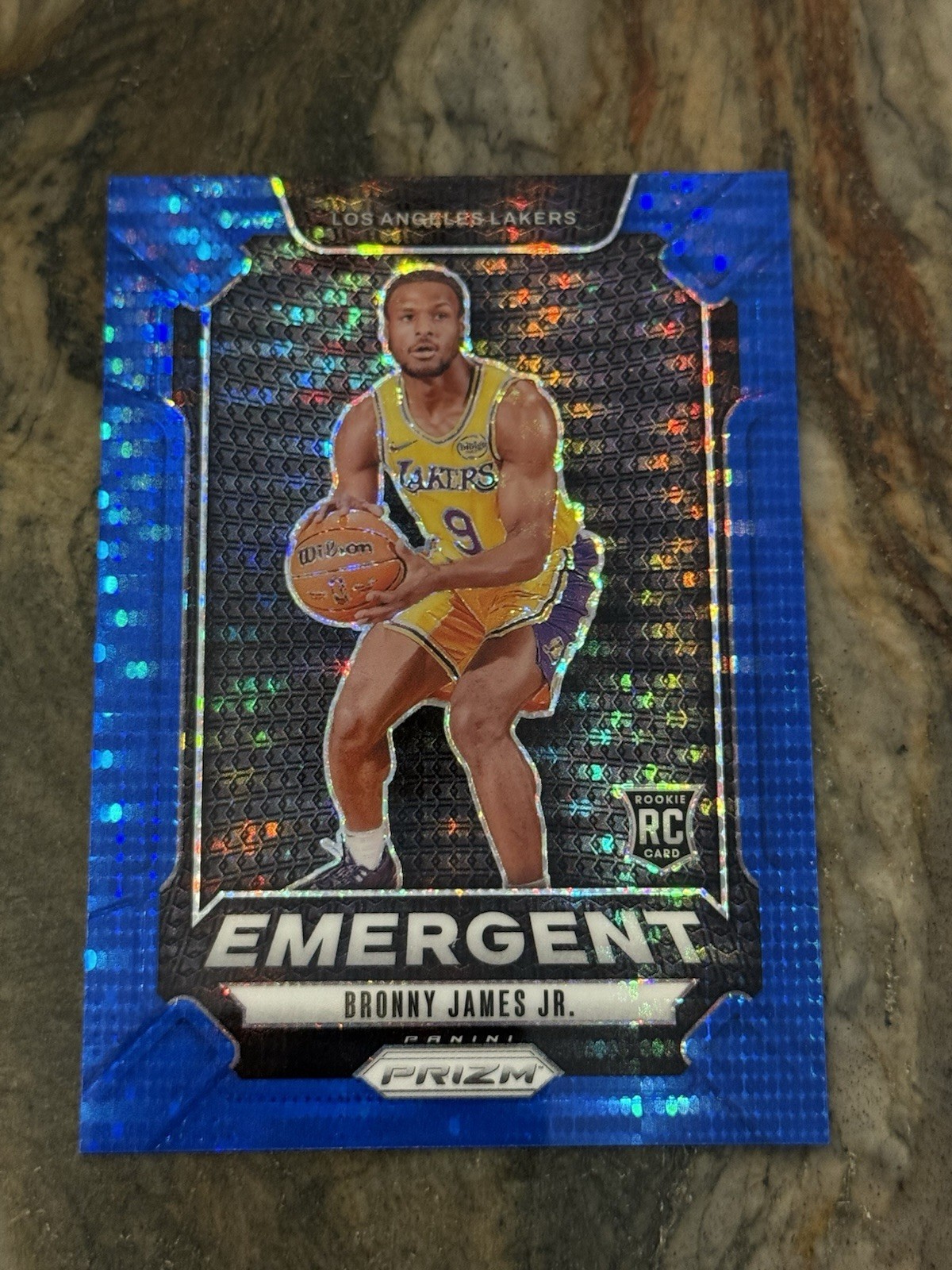 2024-25 Panini Prizm Emergent Bronny James #8 Blue Pulsar Prizm /99 (RC)