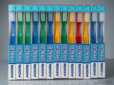 12 x ADDIS Wisdom Smokers Toothbrush - Extra Hard - Pack of 12 units. UK made