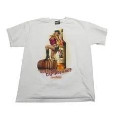Captain Morgan Shirt Mens Large White Got A Little Captain In You Graphic Tee