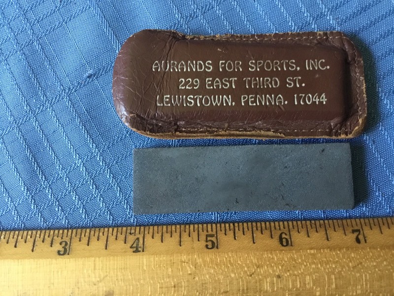 Vintage Aurand's for Sports, Lewistown PA,  Leather case with Sharpening Stone