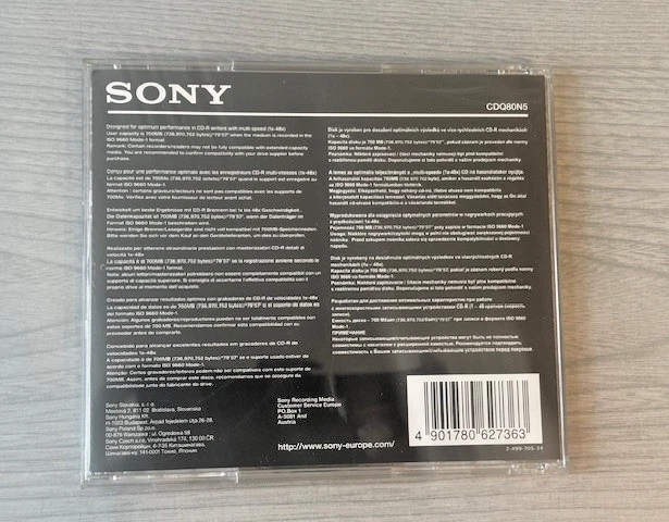 New SONY CD-R CD ROM Recordable Compact Disc 700MB 80 mins Speed Storage - Image 3 of 3