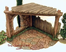 FONTANINI ITALY 5" RUSTIC CORNER STABLE NATIVITY VILLAGE BLDG ACCESS NIB 50460