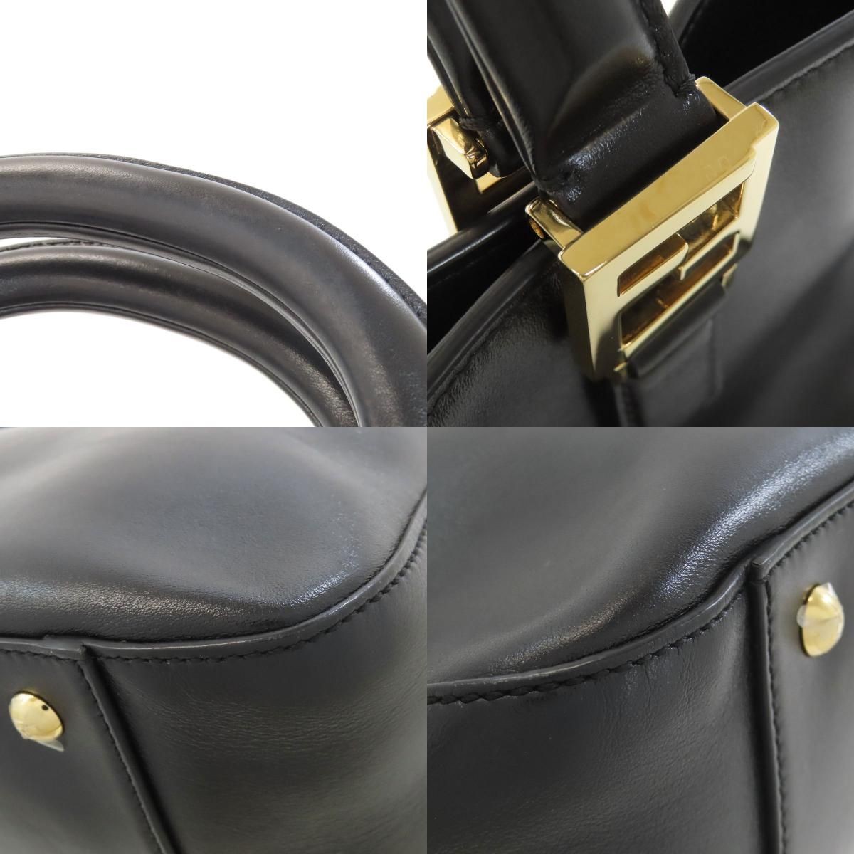 FENDI Logo Handbag Leather Black Women From Japan thumbnail 19