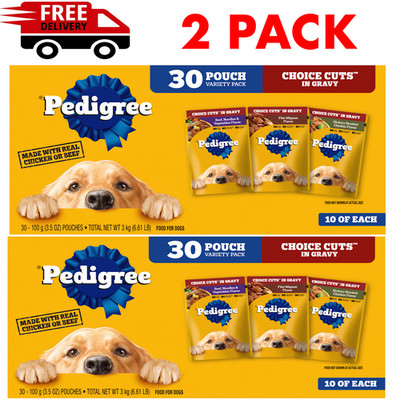 Pedigree Choice Cuts In Gravy Adult Soft Wet Dog Food Variety Pack, 3.5 Oz,30Ct