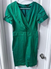 The Limited Green Faux Wrap Short Sleeve Sheath Dress