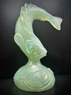 Fenton Art Glass Mint Green Iridescent Carnival Jumping Trout Fish Figurine