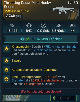 (PC,Xbox,PS) Borderlands 4 - Modded Oscar Mike Husky Friend 274K DPS