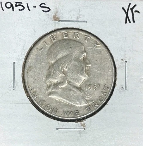 1951-S FRANKLIN SILVER HALF DOLLAR ~ XF ~ NICE COIN ~ 90% SILVER