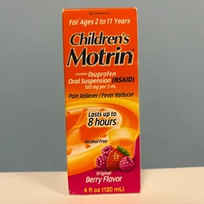 Children's Motrin Ibuprofen Berry Flavor Fever Pain Reducer 4oz EXP 01/2027