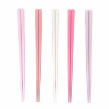 5 Pairs Pink Reusable Fiberglass Chopsticks Set, Non-Slip,Cute Colorful