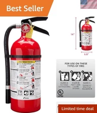 Pro 210 Rechargeable Fire Extinguisher, Multi-Purpose Safety for Home & Office