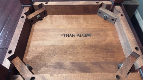 Ethan Allen Solid Wood Lift Top Side Accent Table Inlaid Diamond Pattern (ST). - Picture 4 of 21
