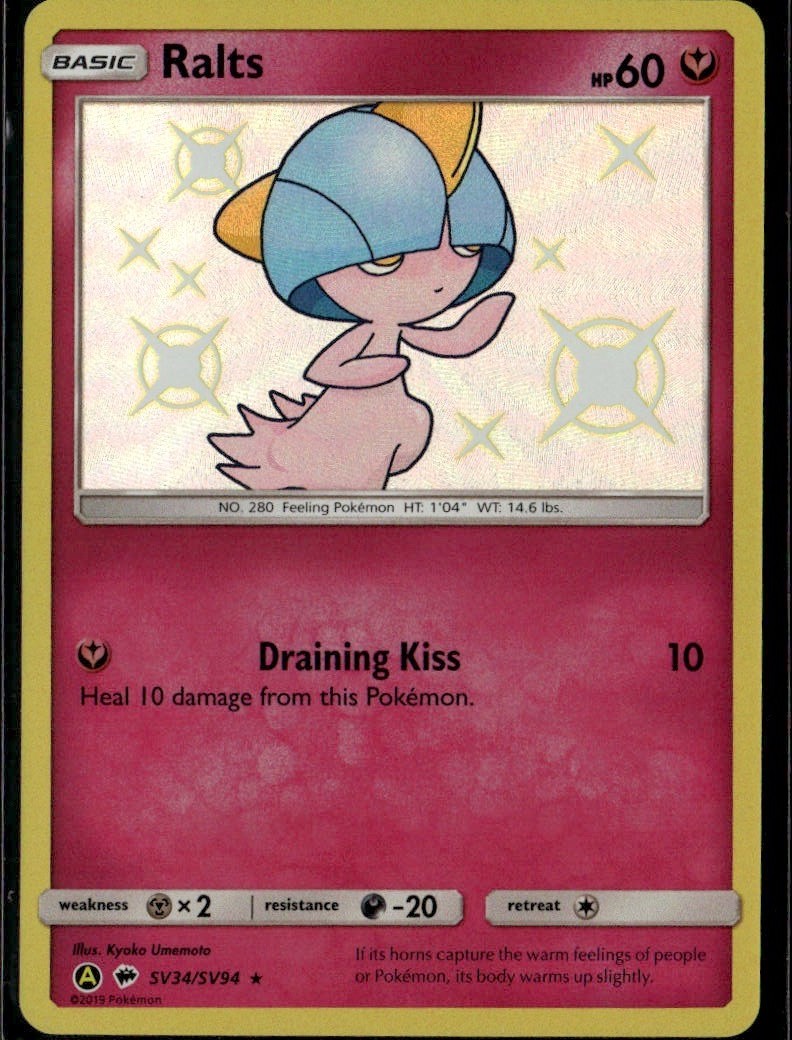 Ralts Shiny Holo Rare Hidden Fates: Shiny Vault SV34/SV94 Fairy Holofoil Pokemon