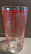 Vintage Irvinware Clear Measuring Glass w/ Red Recipes for Bartenders Cocktails