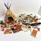 Lot of VTG Playmobil Native American Village Figures Horses Teepee Accessories