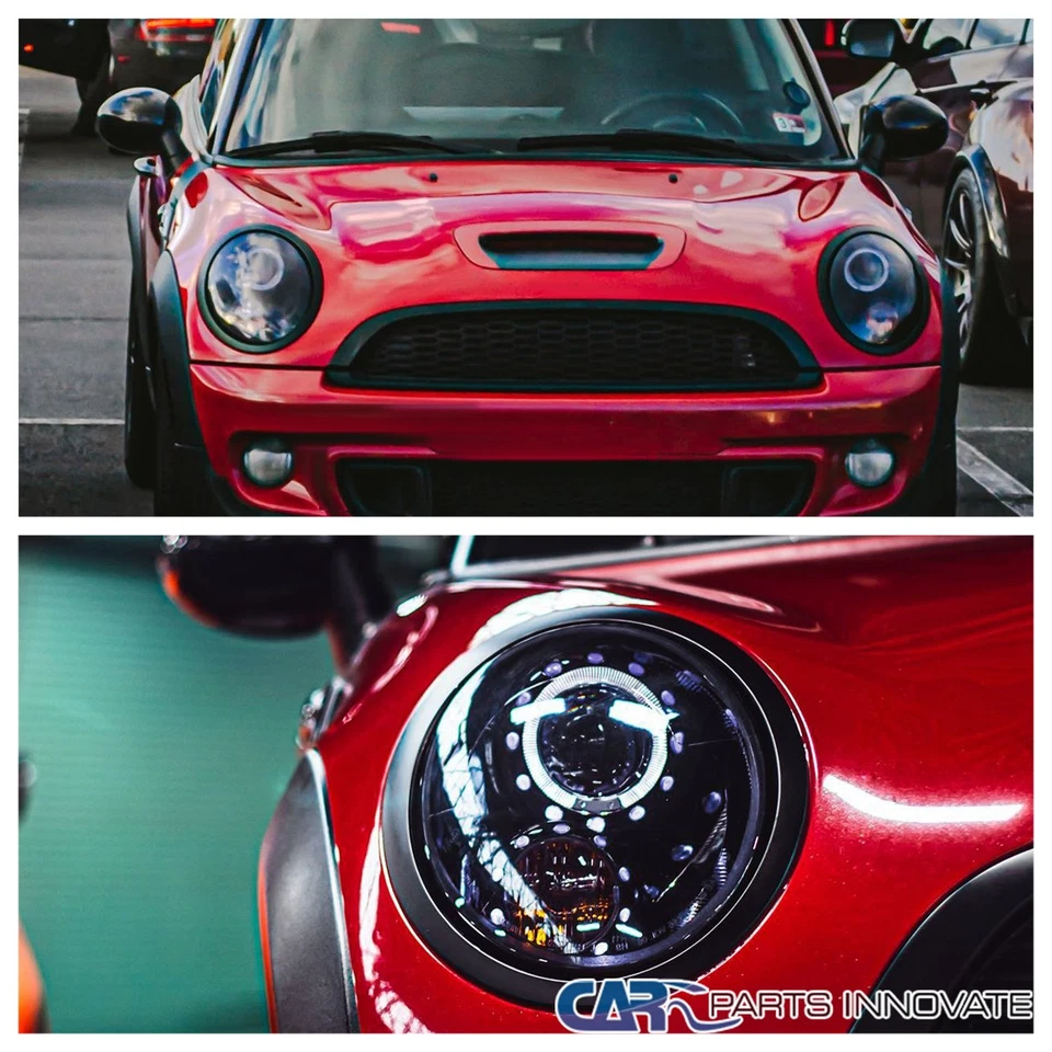 Fit 2007-2013 Mini Cooper S LED Halo Black Smoke Projector Headlights Left+Right Foto 4 de 4