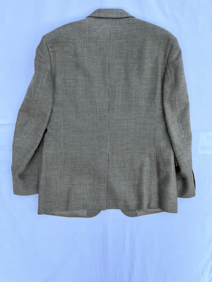 Chaqueta Abrigo Deportivo Blazer Brooks Brothers 42R Seda Lino Lana Italia Guncheck Foto 2 de 4
