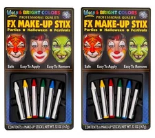 Wolfe FX Make-up Stix (2 Pack, 6 Sticks Each) 12 Crayon Sticks Bright Colors