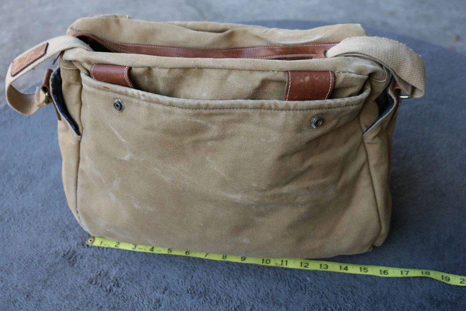 YORK сумка желтовато-коричневый пакет STEAM ретро винтажный кожаный утка холст клетку латуни Snap HW - Изображение 3 из 4