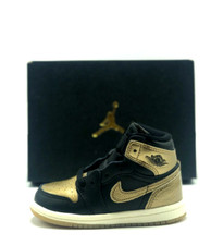 NEW TODDLER BABY NIKE AIR JORDAN 1 HIGH OG TD BLACK/GOLD FD1413 071