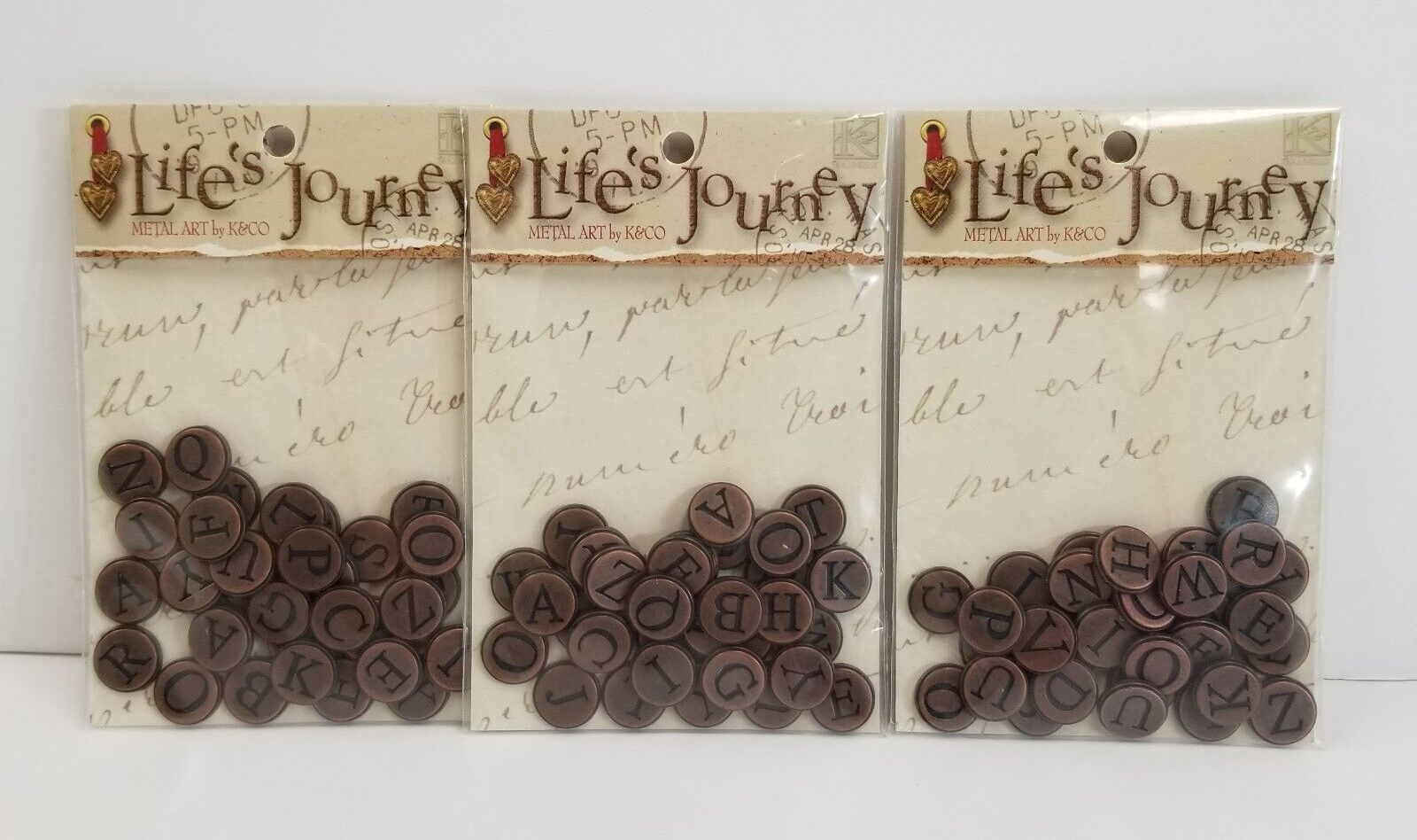 K&CO Life's Journey Metal Art Scrapbooking Alphabet Stickers Lot of 3