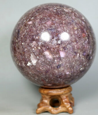 1.7lb Marvelous Lepidolite Purple Mica Globe Reiki Crystal Sphere Ball w/ Stand