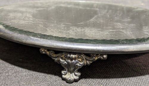 Rara Antigua Placa de Plata Espejo con Patas - Redonda - Forbes Silver Co. - Imagen 2 de 5