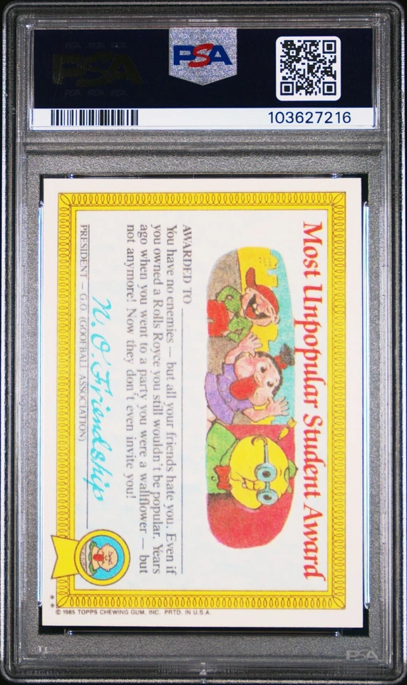 1985 Topps OS1 Garbage Pail Kids 1st Series 1 SICKY VICKY 21b PSA 10 GEM Matte - Image 2 of 2