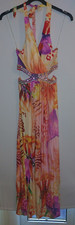 New JEWEL EMBELLISHED CUT OUT WAIST Halter Summer Maxi Dress Size L-XL 10-12-14