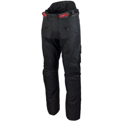 Textil Motorradhose mit Protektoren und Hosenträgern in Schwarz - wasserdicht -