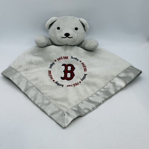 Peluche de sécurité Boston Red Sox Bear Baby Lovey MLB 13" x 13" gris satin - Photo 1/8
