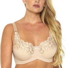 Colour Women's Plus Size No-Padded Underwire Embroidery Full Cup Cotton Bra 42G