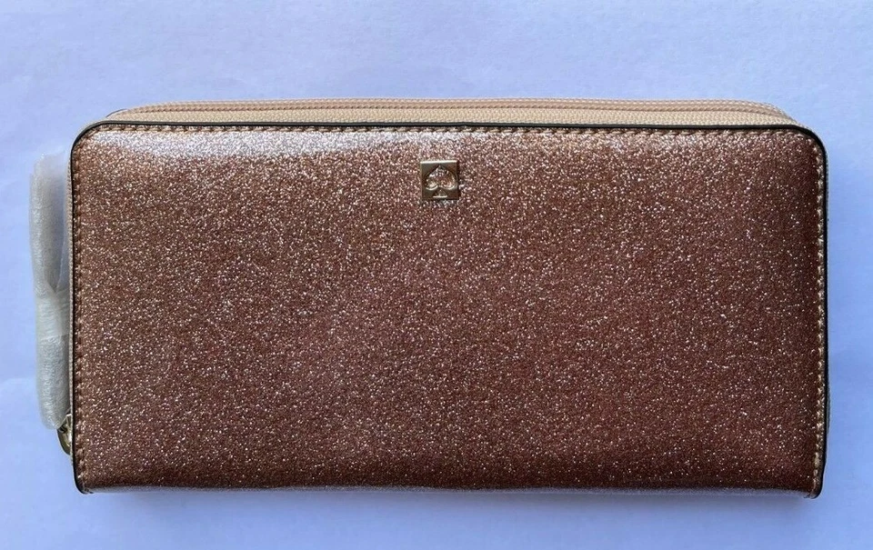 NUEVO CON ETIQUETAS Cartera Kate Spade Mavis Street Neda Cremallera Alrededor Brillo Oro Rosa Original Pa Foto 2 de 4