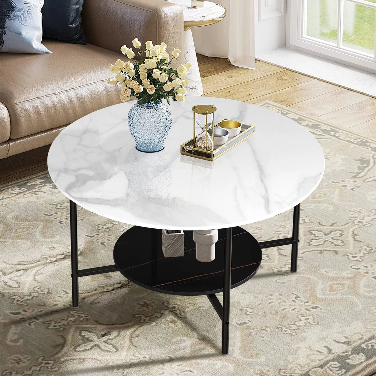 White stone online coffee table round