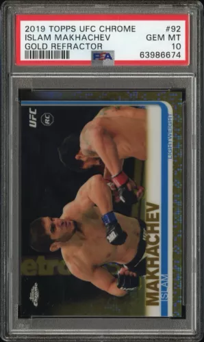 2019 Topps UFC Chrome Islam Makhachev GOLD Refractor /50 PSA 10 
