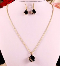 Dame Ketten Set, Edelstahl Halskette mit Strass  Anhänger und Ohrringe Neu 1 Set