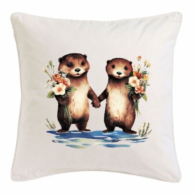 KISSENBEZUG 40X40cm Otter Fischotter Otterfamilie Otter Baby Ozean Mittel 404235