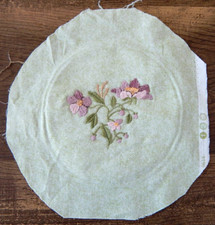 Embroidered LAVENDAR BLOOM on Fabric Ready for Hoop/Frame 9-10" Cottagecore VTG 