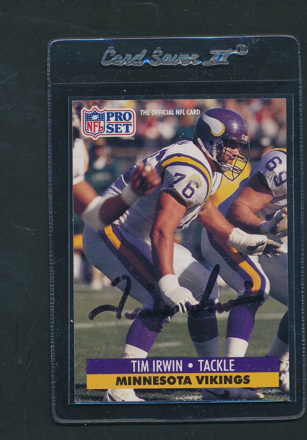 1991 Pro Set 218 Tim Irwin Vikings Signed Auto *B9914