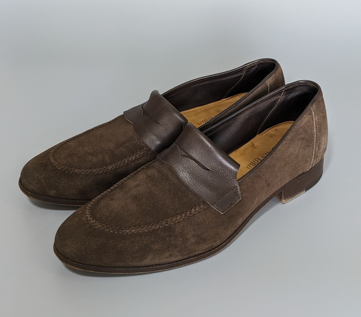 JOHN LOBB Mens Black Loafers Suede Penny Leather Size 6.5 UK, 7.5 US NEW Shoes John Lobb Men main image 2
