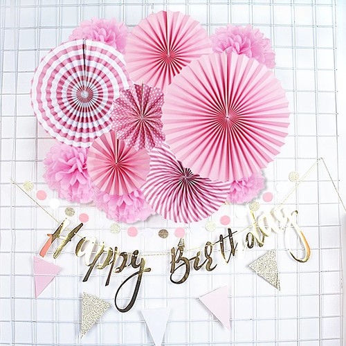 Paper Fan SET Wedding Birthday Party Home Baby Shower Retro Photo Prop Decor - Picture 11 of 94