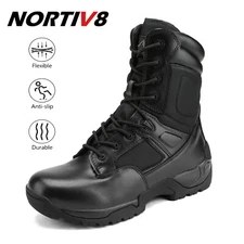 NORTIV8 Men's Military Tactical Work Boots Hiking Motorcycle Combat Black 6.5-15