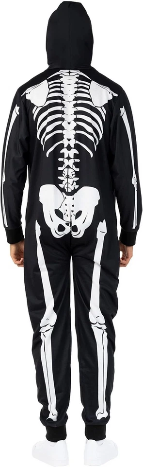 Men`s Skeleton Costume Adult One Piece Halloween Pajama Jumpsuit M - XXL - Image 4 of 4