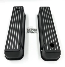 Pair Black Ball Milled Valve Covers For Big Block Ford BBF 429 & 460