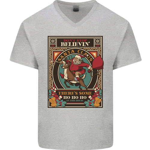 Divertida Camiseta de Algodón con Cuello en V Ofensiva de Papá Noel de Navidad para Hombre - Imagen 12 de 31