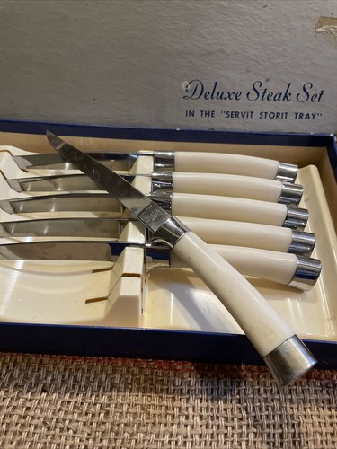Vintage Federal Cutlery Edelstahl 6-teiliges Steakmesser Set Griffe Tablett Japan Box - Bild 4 von 5