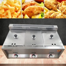 Commercial Propane Deep Fryer Countertop 18 L Gas Fryer 3 Pan LPG NG Gas Fryer